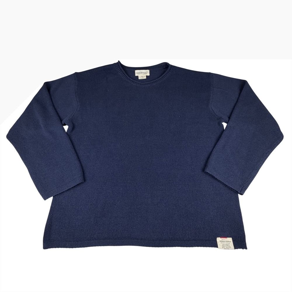 DENIM &‎ SUPPLY RALPH LAUREN Men Navy Blue Knit Crewneck Pullover Sweater XL